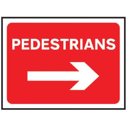 600 X 450MM Ã‚Â TEMPORARY SIGN & FRAME - PEDESTRIANS (ARROW RIGHT)