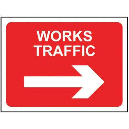 600 X 450MM TEMPORARY SIGN & FRAME - WORKS TRAFFIC (ARROW RIGHT)