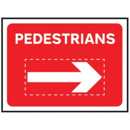 600X450MM TEMPORARY SIGN & FRAME- PEDESTRIANS W REVERSIBLE ARROW