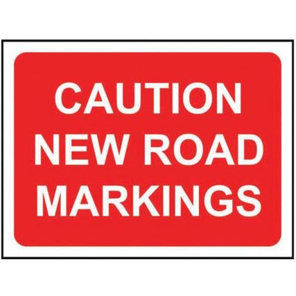 1050 X 750MM TEMPORARY SIGN & FRAME - CAUTION NEW ROAD MARKINGS