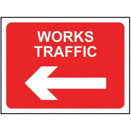 600 X 450MM TEMPORARY SIGN & FRAME - WORKS TRAFFIC (ARROW LEFT)