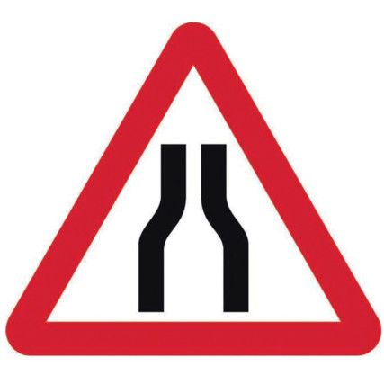 750MM TRI. TEMPORARY SIGN &FRAME- ROAD NARROWS BOTH LANES