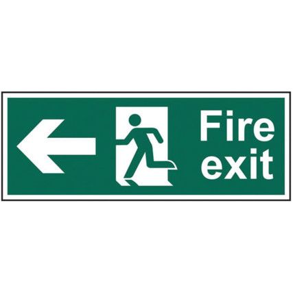 FIRE EXIT RUNNING MAN ARROW LEFT-FMX D/SIDED (450 X 150MM)