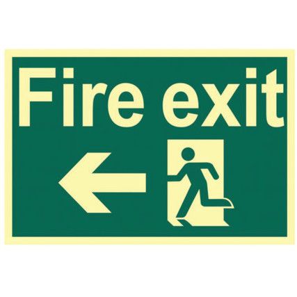 FIRE EXIT RUNNING MAN ARROW LEFT-PHS (300 X 200MM)