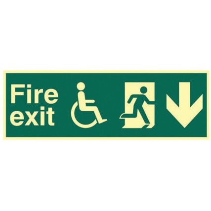 DISABLED FIRE EXIT MAN RUNNINGARR OW DOWN - PHO (450 X 150MM)