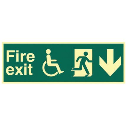 DISABLED FIRE EXIT MAN RUNNINGARR OW DOWN - PHS (450 X 150MM)