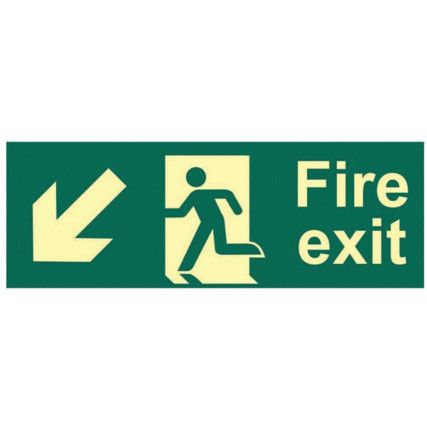 FIRE EXIT (MAN ARROW DOWN/LEFT)-PHS (400 X 150MM)