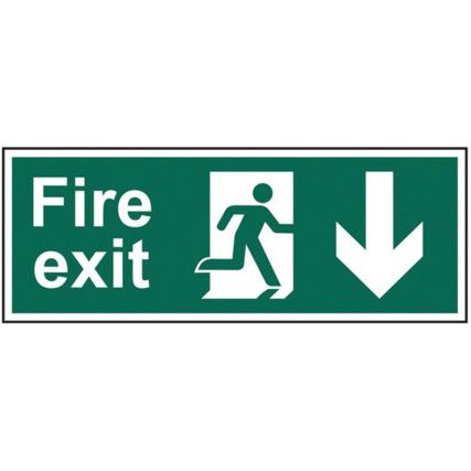 FIRE EXIT RUNNING MAN ARROW DOWN-FMX D/SIDED (450 X 150MM)