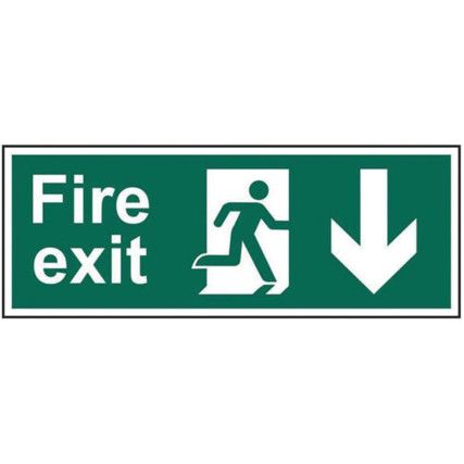 FIRE EXIT RUNNING MAN ARROW DOWN- PVC (400 X 150MM)