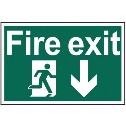 FIRE EXIT RUNNING MAN ARROW DOWN- PVC (600 X 400MM)