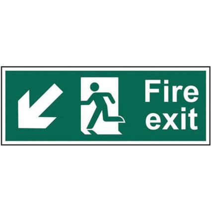 FIRE EXIT RUNNING MAN ARROWDOWN/LEFT PVC (400 X 150MM)