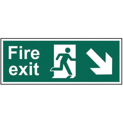 FIRE EXIT RUNNING MAN ARROWDOWN/RIGHT PVC (400 X 150MM)