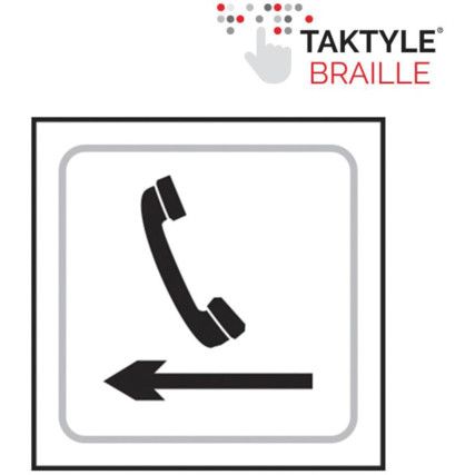 TELEPHONE GRAPHIC ARROW LEFT -TAKTYLE (150 X 150MM)