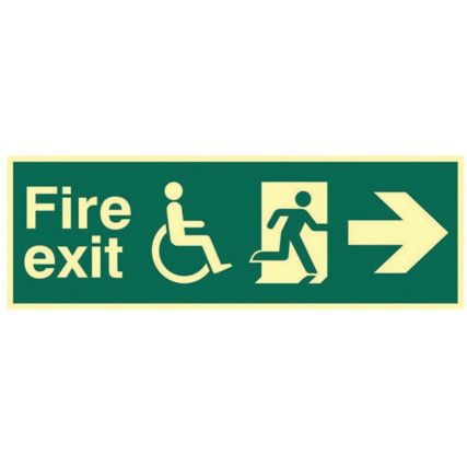 DISABLED FIRE EXIT MAN RUNNINGARR OW RIGHT - PHO (450 X 150MM)