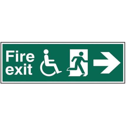 DISABLED FIRE EXIT MAN RUNNINGARR OW RIGHT - PVC (450 X 150MM)