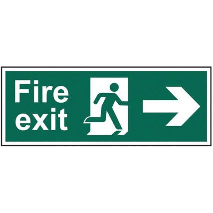 FIRE EXIT RUNNING MAN ARROW RIGHT- FMX D/SIDED (450 X 150MM)