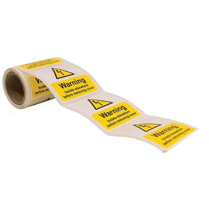 WARNING ISOLATE ELSEWHERE -100ROLL SAV (75 X 75MM)