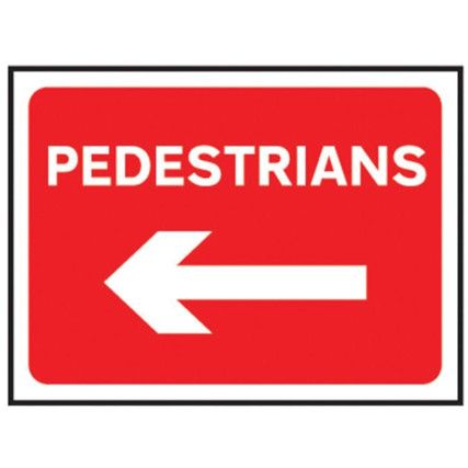 PEDESTRIANS ARROW LEFT - CLASSICROLL UP TRAFFIC SIGN (600X450MM)