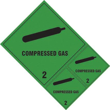 COMPRESSED GAS CLASS 2 LABELS -SAV (200 X 300MM) (PK-3)