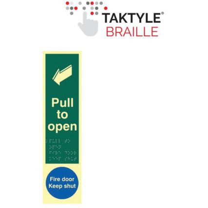 PULL TO OPEN / FIRE DOOR KEEPSHUT- TAKTYLEPH (75 X 300MM)