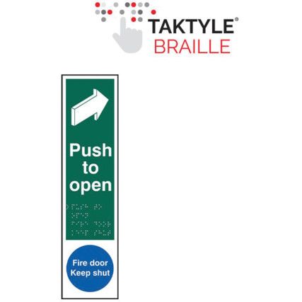 PUSH TO OPEN / FIRE DOOR KEEPSHUT- TAKTYLE (75 X 300MM)