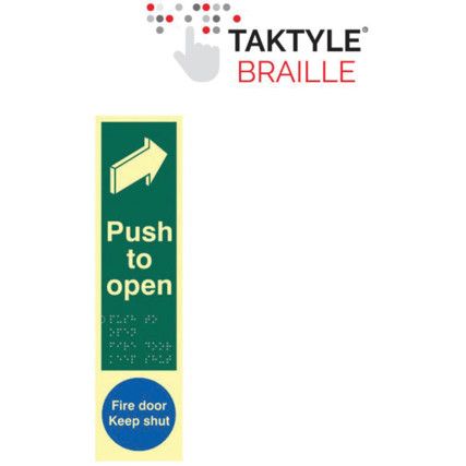 PUSH TO OPEN / FIRE DOOR KEEPSHUT- TAKTYLEPH (75 X 300MM)