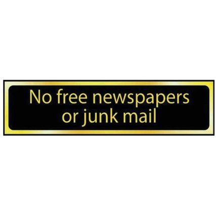 NO FREE NEWSPAPERS OR JUNK MAIL -POL (200 X 50MM)