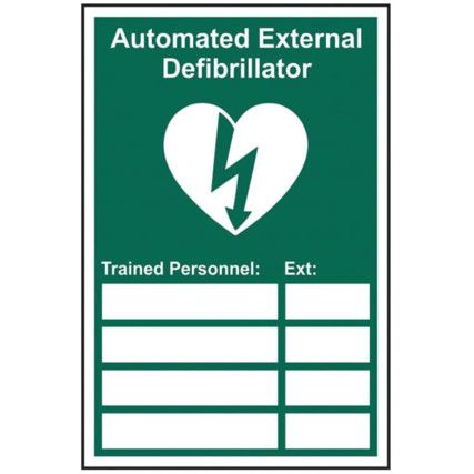 AUTOMATED EXTERNAL DEFIBRILLATOR TRAINED PERSONNEL-RPVC(200X300MM)