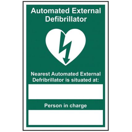 AUTOMATED EXTERNAL DEFIBRILLATORNEAREST - RPVC (200 X 300MM)