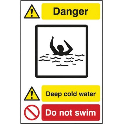 QUARRY SIGN: DEEP COLD WATER /DONOT SWIM - DIB (400 X 600MM)