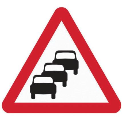 600MM TRI. DIBOND 'QUEUES LIKELYAHEAD' ROAD SIGN (W/O CHANNEL)