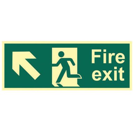 FIRE EXIT (MAN ARROW UP/LEFT)-PHS (400 X 150MM)