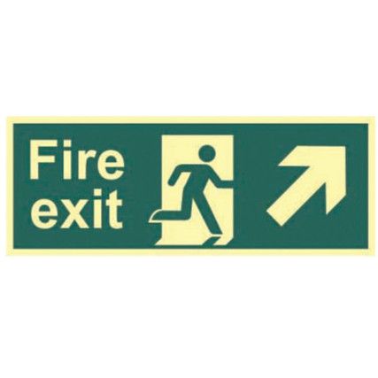 FIRE EXIT (MAN ARROW UP/RIGHT)-PHOTOLUM. (400 X 150MM)