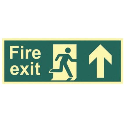 FIRE EXITÃ‚Â (MAN ARROW UP)-PHOTOLUM. (400 X 150MM)