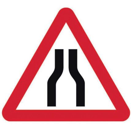 600MM TRI. DIBOND 'ROAD NARROWS BOTH LANES' ROAD SIGN (W CHANNEL)