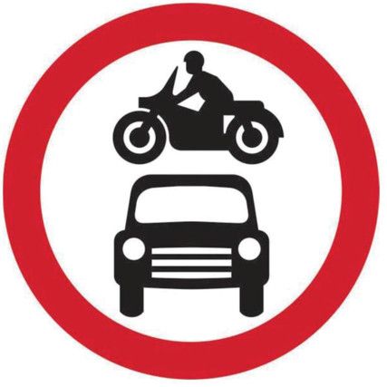 450MM DIA.DIBOND 'MOTOR VEHICLES PROHIBITED' ROADSIGN(W/O CHANNEL)