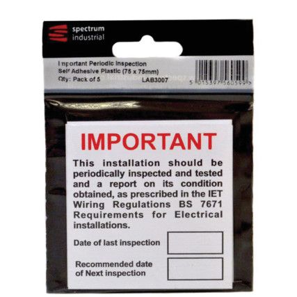 IMPORTANT PERIODIC INSPECTION -PK-5 PVC (75 X 75MM)