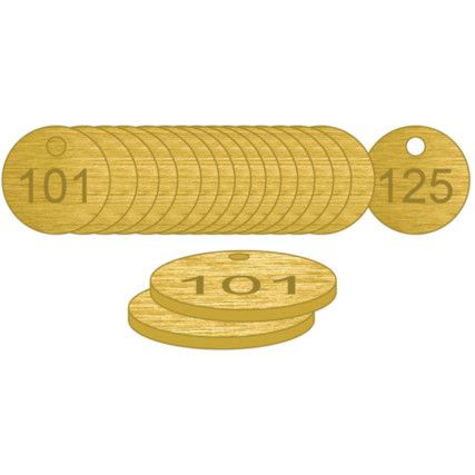 27MM DIA. BRASS UNFILLED TAGS(101 TO 125)