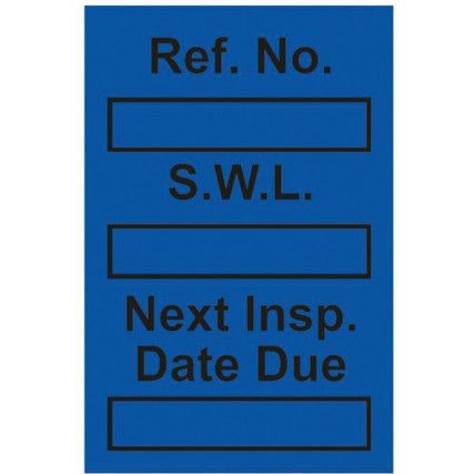 SAFE WORKING LOAD MINI TAG INSERT- BLUE (PK-20)