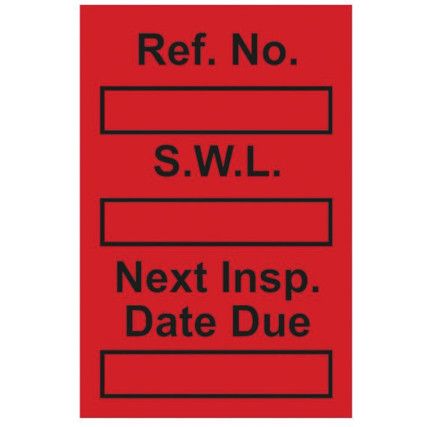 SAFE WORKING LOAD MINI TAG INSERT- RED (PK-20)