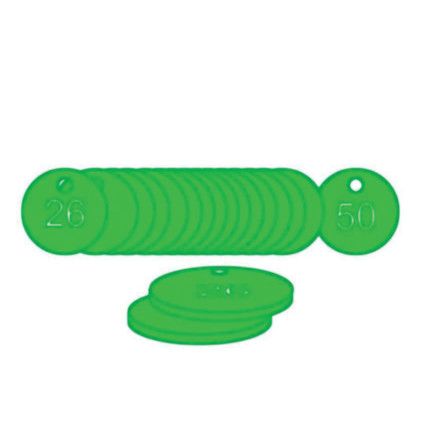 38MM DIA. TRAFFOLITE TAGS -GREEN(126 TO 150)