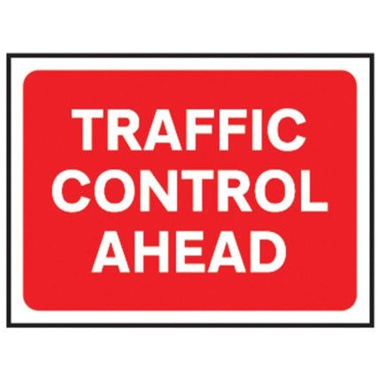 TRAFFIC CONTROL AHEAD - CLASSIC ROLL UP TRAFFIC SIGN (1050X750MM)