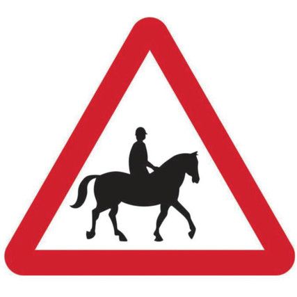 600MM TRI.DIBOND 'ACCOM. HORSES PONIES AHEAD' ROAD SIGN(W CHANNEL)