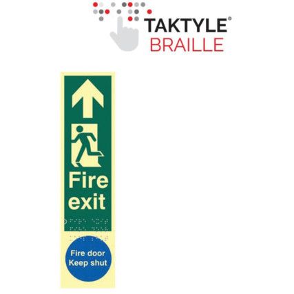 FIRE EXITMAN LEFT ARROW UP/FIRE DOOR KEEP SHUT-TAKTYLEPH(75X300MM)