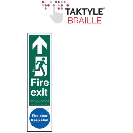 FIRE EXITMAN RIGHT ARROW UP/FIREDOOR KEEP SHUT-TAKTYLE(75X300MM)