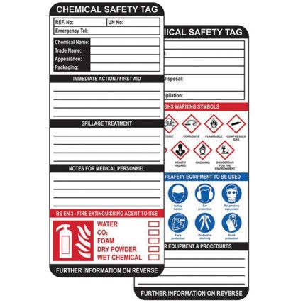 CHEMICAL SAFETY TAG INSERTS (PACKOF 50)