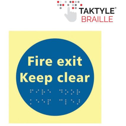 FIRE EXIT KEEP CLEAR -TAKTYLEPH(150 X 150MM)