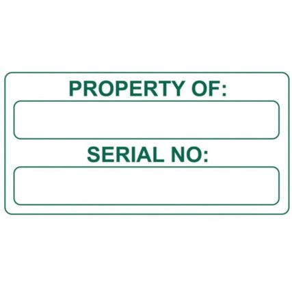 PROPERTY OF& SERIAL NO-SELF LAMINATING LABELS(50X25MM ROLL OF 250)