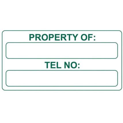 PROPERTY OF& TEL NO-SELF LAMINATING LABELS(50X25MM ROLL OF 250)