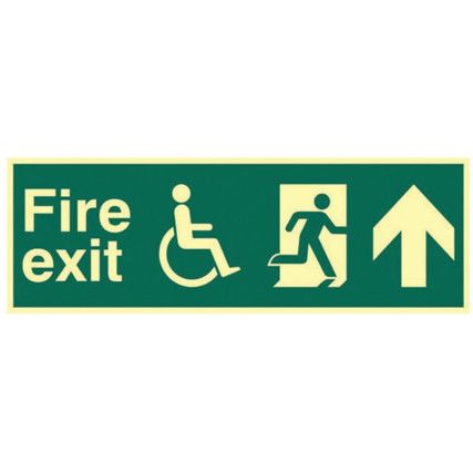 DISABLED FIRE EXIT MAN RUNNINGARR OW UP - PHO (450 X 150MM)